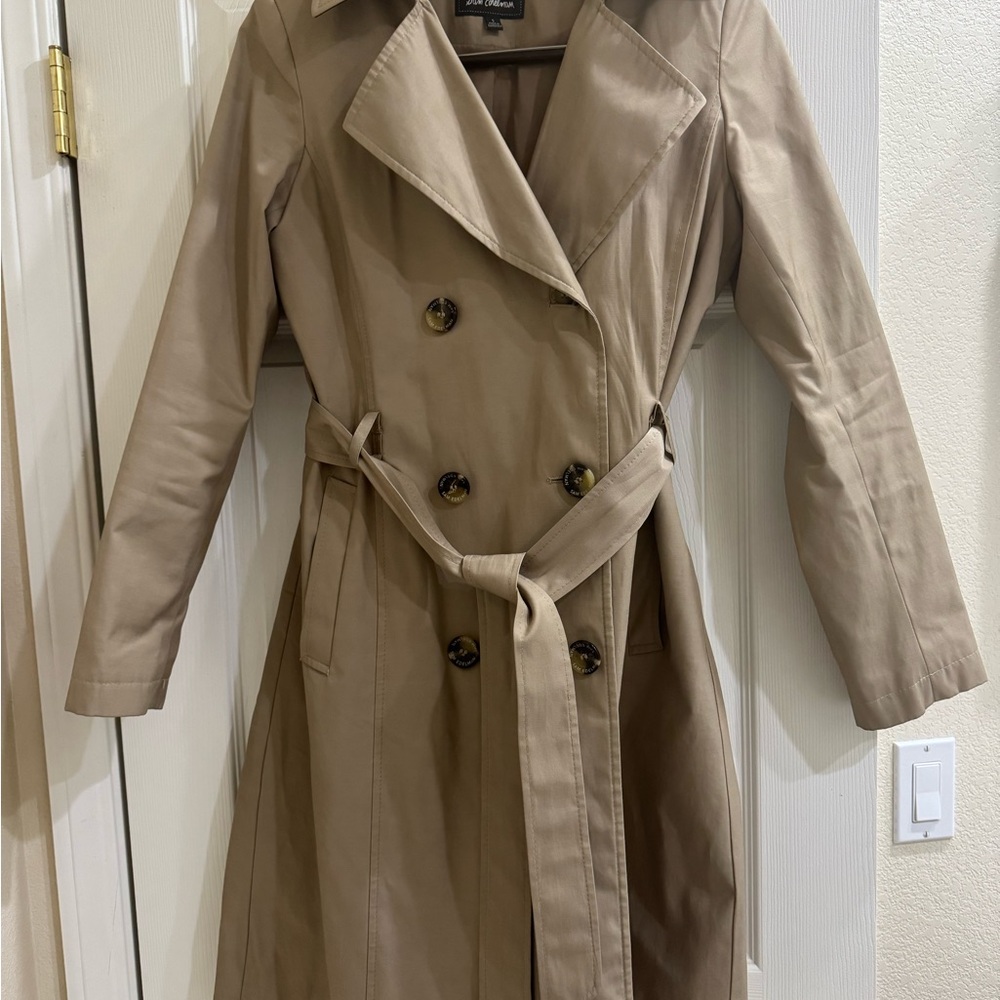 Sam Edelman Beige Double-Breasted Trench Coat with Belt